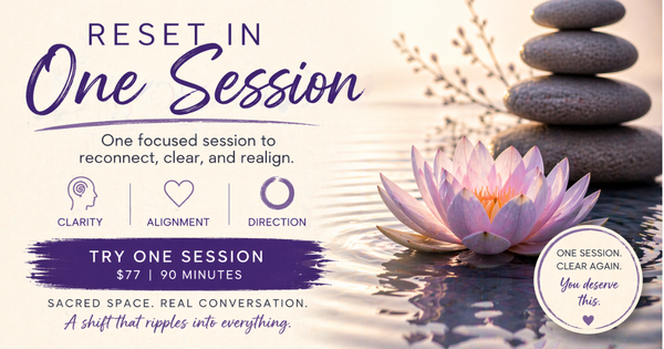 Try ONE wellness session with a pink lotus flower and stones on a blurred background.